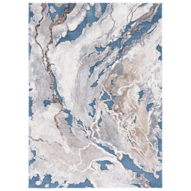 Wrought Studio AmeliaRae Abstract Blue/Beige Area Rug Wayfair